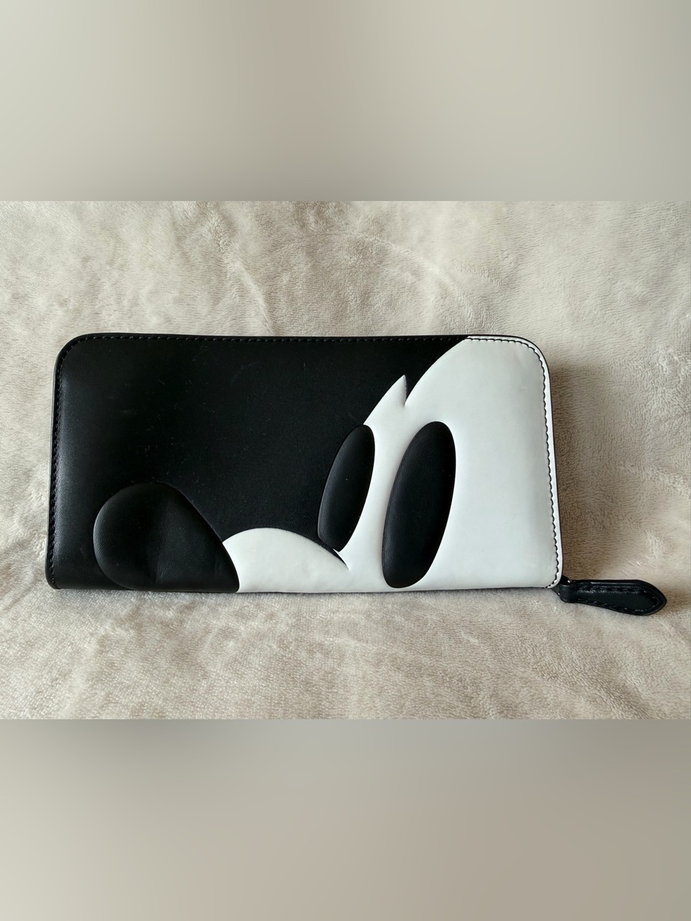 COACH X Disney Mickey Mouse Accordion Zip Wallet Glovetanned Leather Black